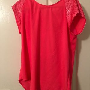 Large neon pink silky Express shirt